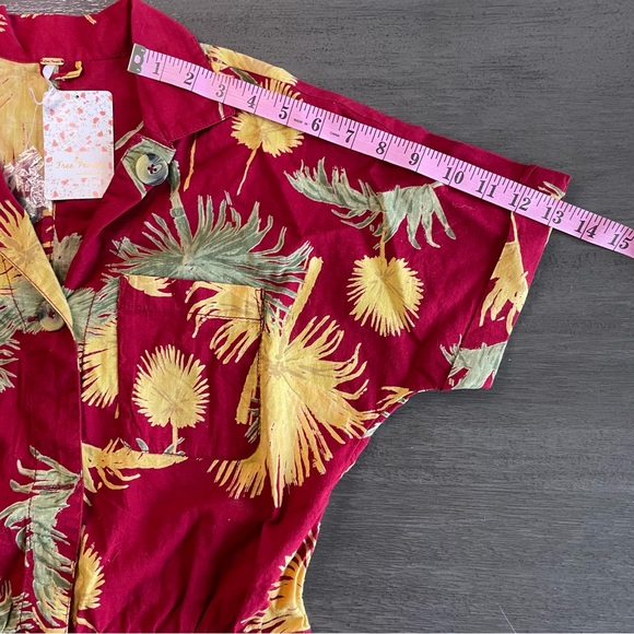 NWT Free People Maroon Malibu Combo Floral Tropical Romper Onesie Jumpsuit XS - Picture 13 of 16